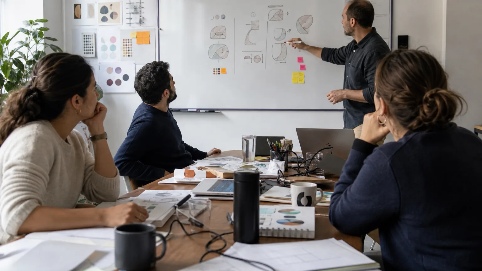 In-house marketing team and leadership comparing agency and in-house options